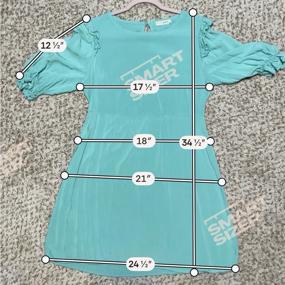 Light Green Women's Midi Dress - Classic Puff Sleeve Large - Picture 4 of 7